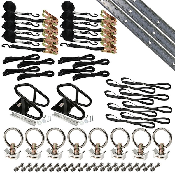 6' Double Tie Down System w/ Wheel Chock - Aluminum